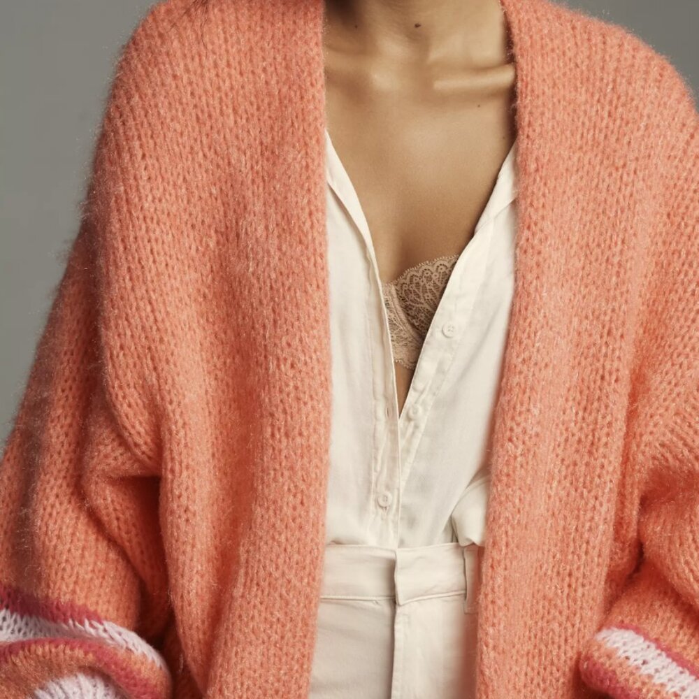By Anthropologie Stripe-Sleeve Cardigan Sweater - Picture 3 of 10